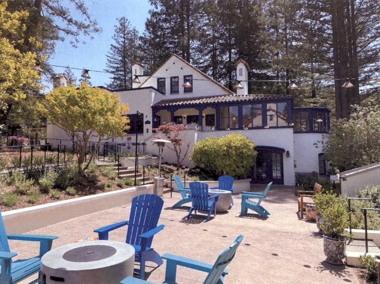 Exterior view of renovated Belden Birkhofer House and courtyard
